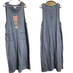 Vintage eclipse Christopher & banks Demin dress 90's style star studs pockets